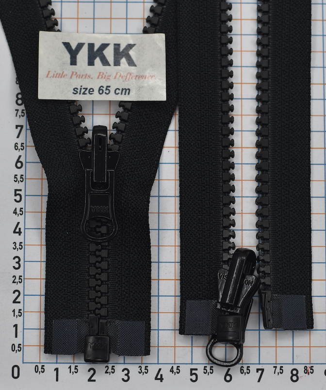 Блискавка 65см трактор двосторонній №5 YKK Японія VSOR-56-DU-E-P14N чорна