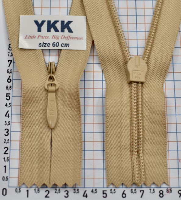Блискавка 60см №5 YKK Японія потайна бабовна +п/є CHC-56-DADR2-E беж