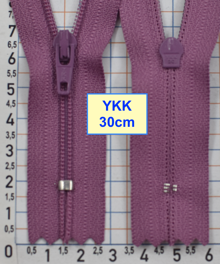 Блискавка 30см спіральна №3 YKK Японія темно рожев лавандов (881)
