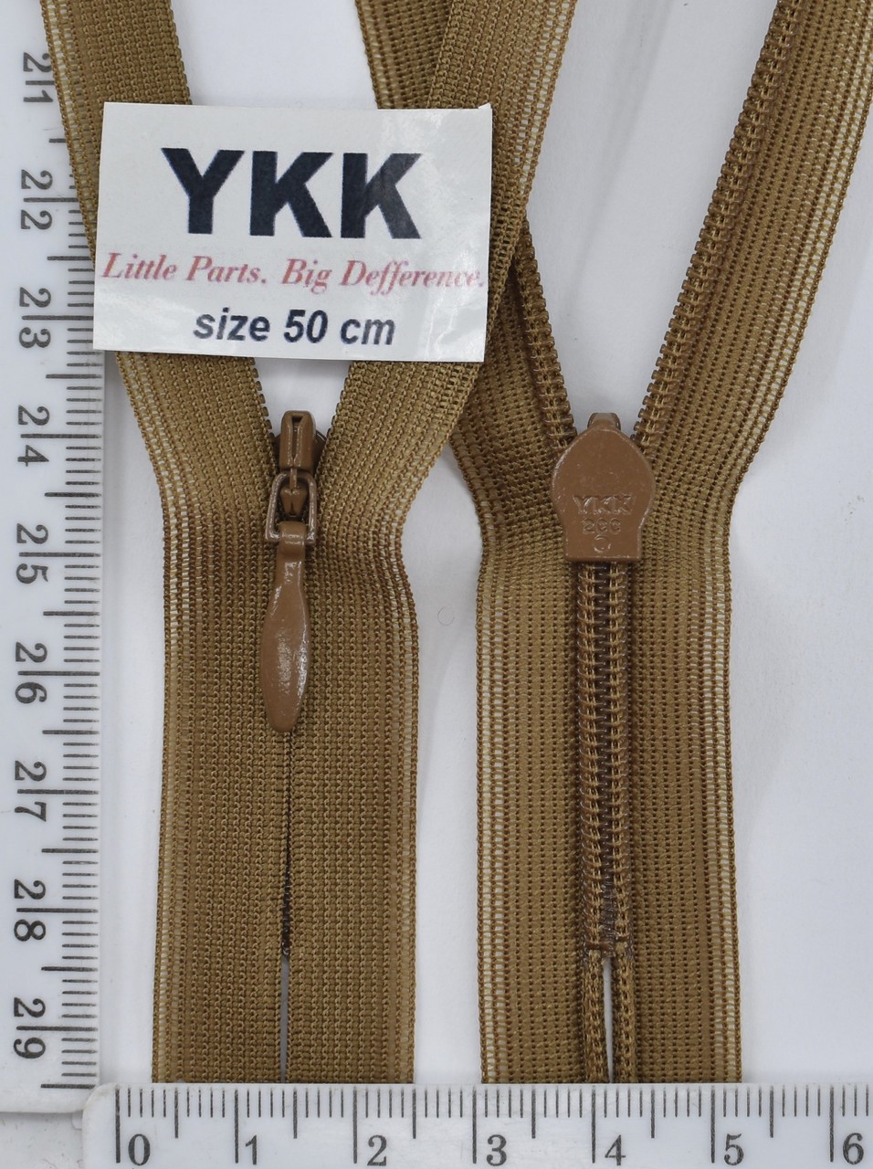 Блискавка спіраль №2 YKK Японія потайна нейлон 50см (858) св коричн