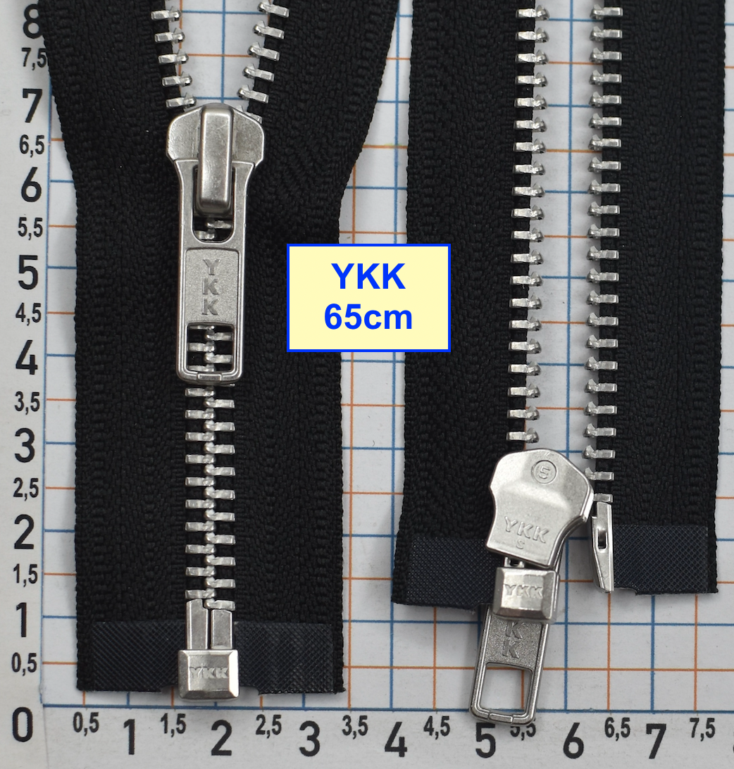 Блискавка 65см метал алюм № 5 YKK Японія  чорний (1)