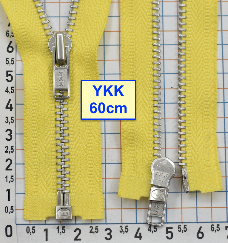 Блискавка 60см метал алюм №3 YKK Японія  жовто лимонов (437)