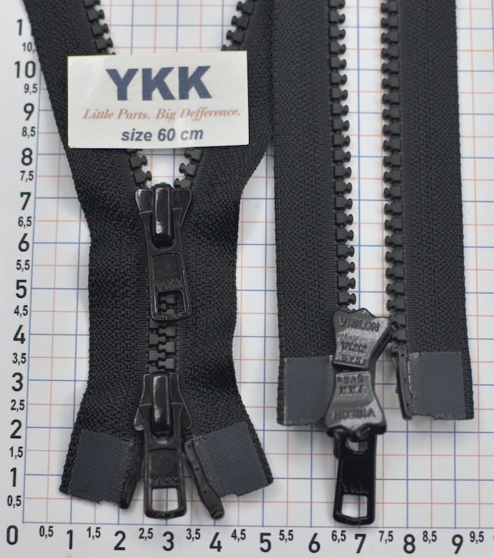 Блискавка 60см трактор №5 YKK VSMR-5-DA-DAG3-E-P14N чорна