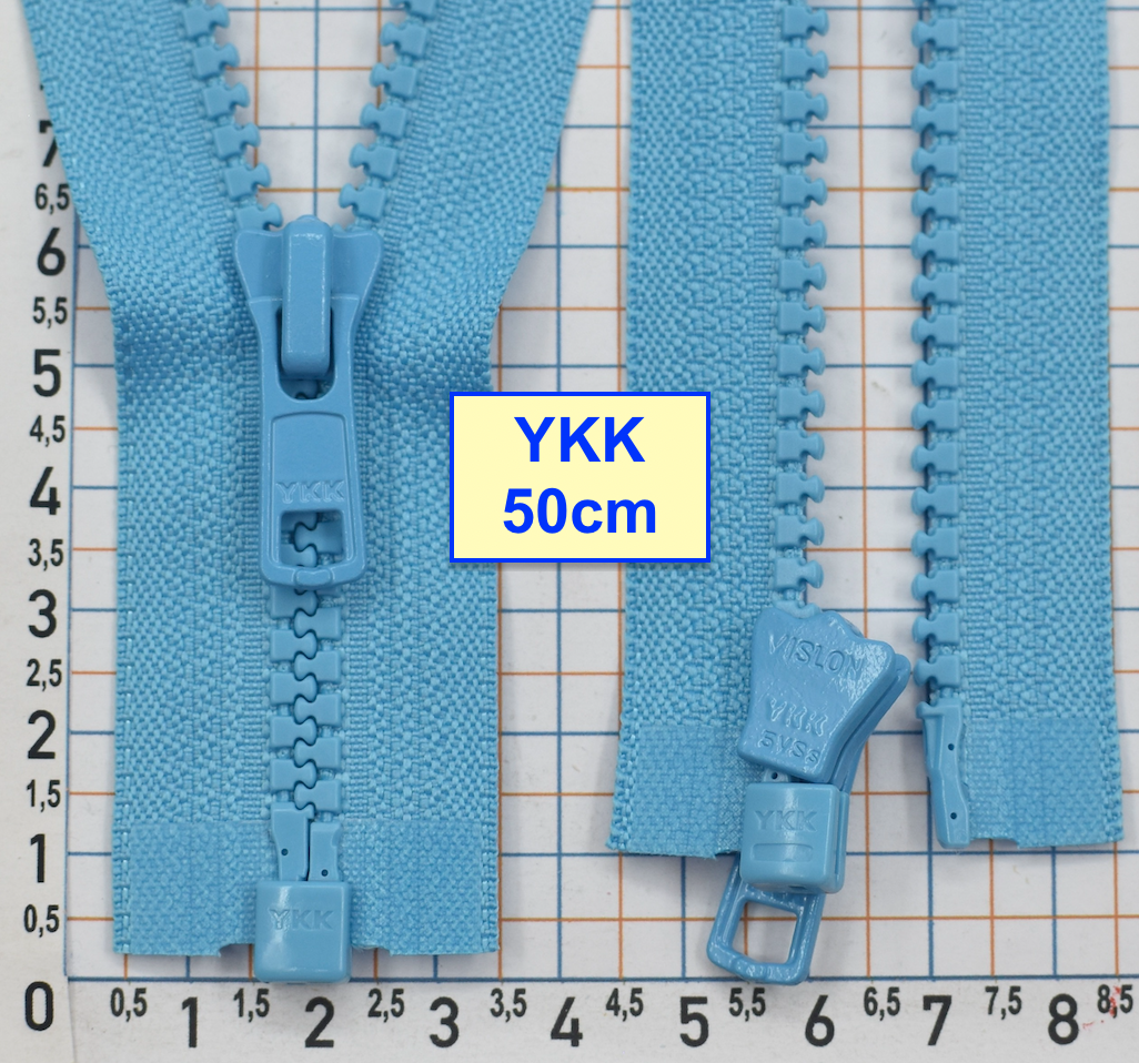 Блискавка трактор № 5 YKK Японія 50см  нас блакитно аквамаринов (402)