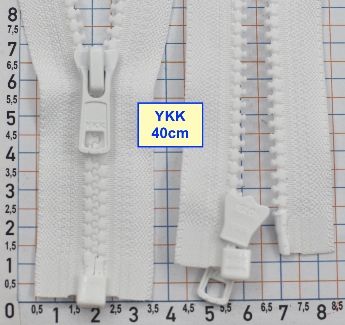 Блискавка трактор № 5 YKK Японія 40см  білий (2)