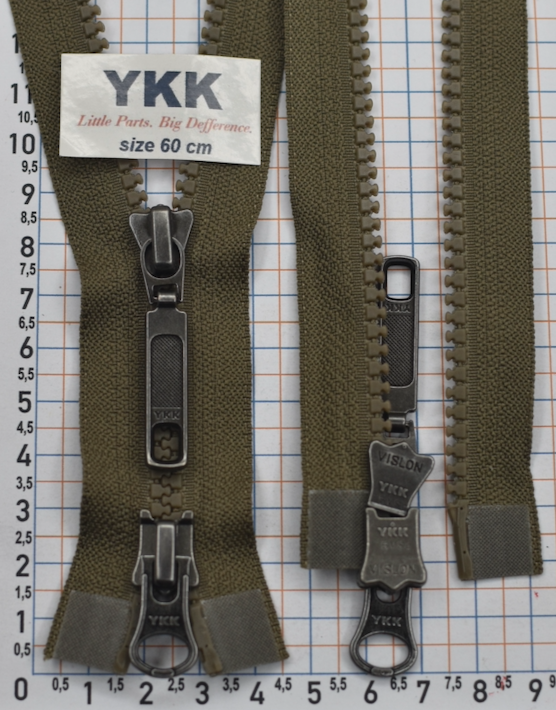 Блискавка 60см трактор 2 бігунка №5 YKK № 242 хакі - каойт