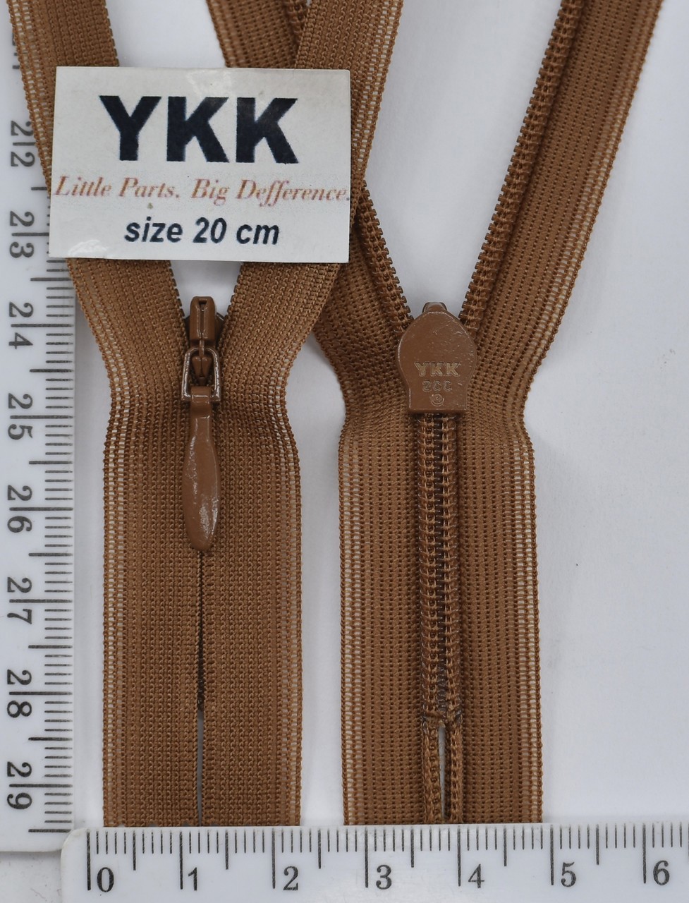 Блискавка спіраль №2 YKK Японія потайна нейлон 20см (092) св коричн