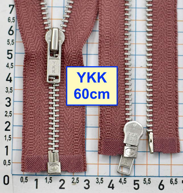 Блискавка 60см метал алюм №3 YKK Японія  світло фрезов лілов (629)