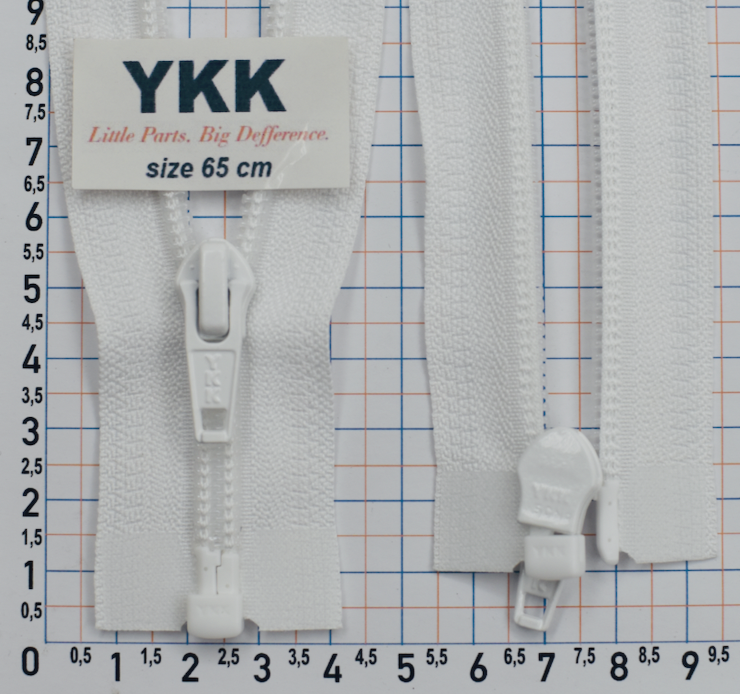 Блискавка YKK спіраль №5 разьемний 65см бел