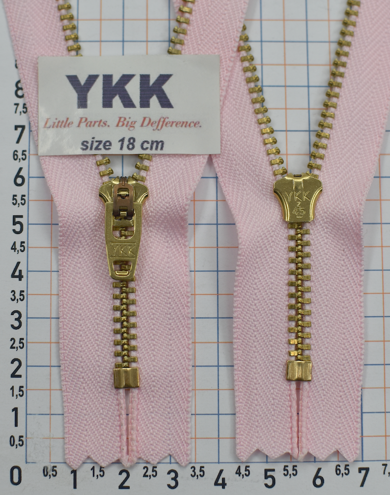 Блискавка метал джинсова золото №4 YKK Японія розов (512)