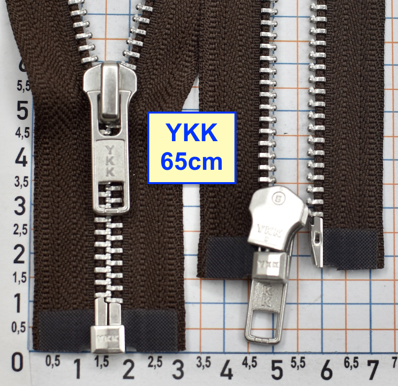 Блискавка 65см метал алюм № 5 YKK Японія  темно коричнев хакі (586)