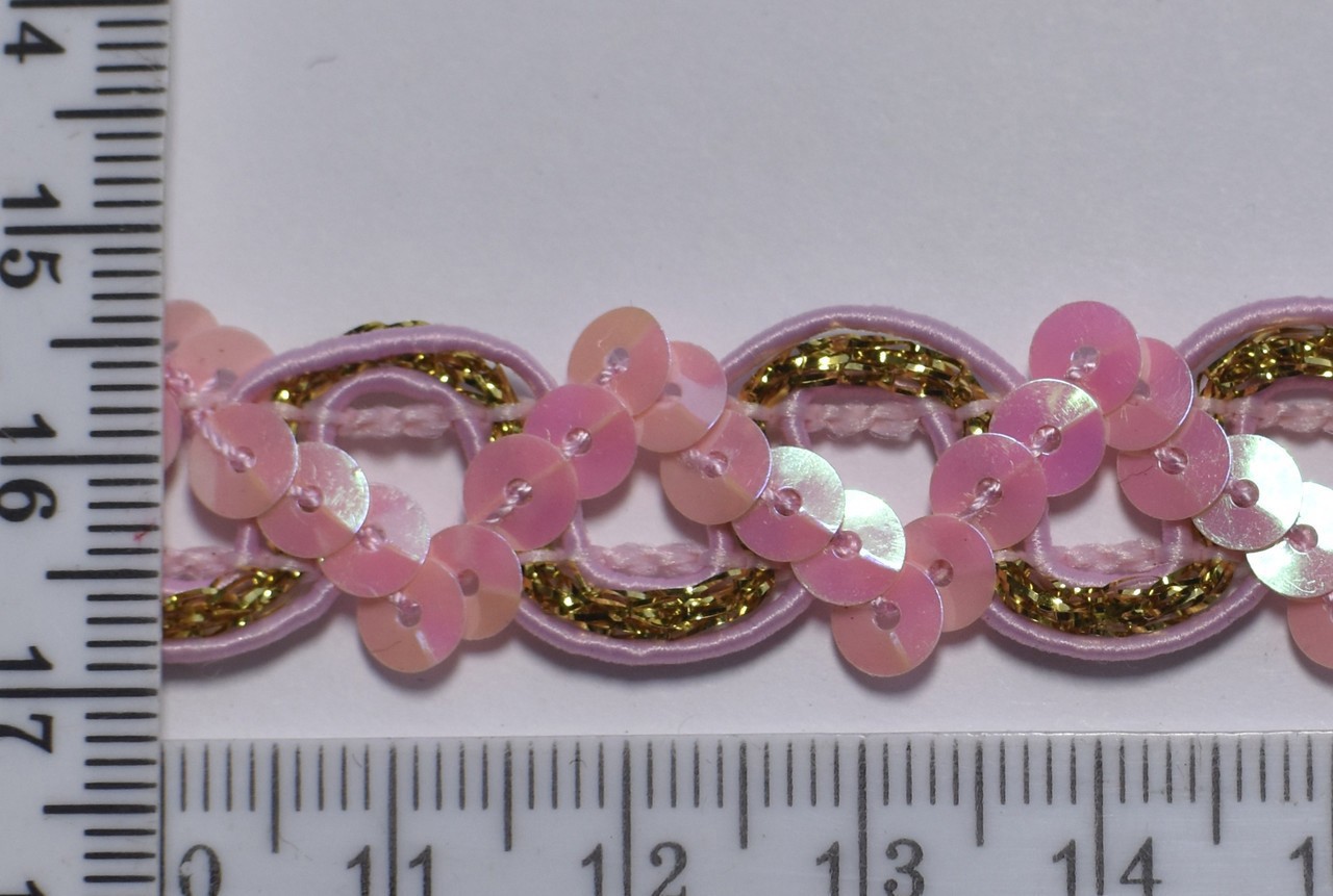 Тесьма обробна шир 16мм №9075 рожеве золото