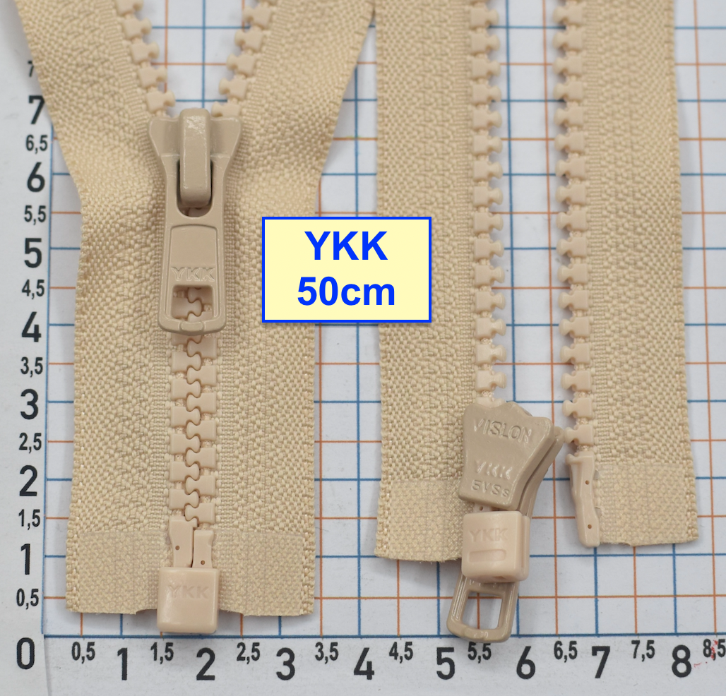 Блискавка трактор № 5 YKK Японія 50см  блідо бежев янтар (1011)