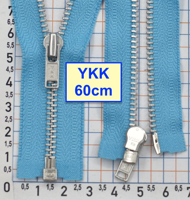 Блискавка 60см метал алюм №3 YKK Японія  світло лазуров (415)
