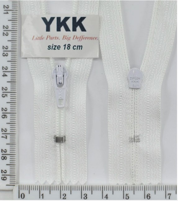 Блискавка спіднична № 3 YKK Японія 18см № 501 біла