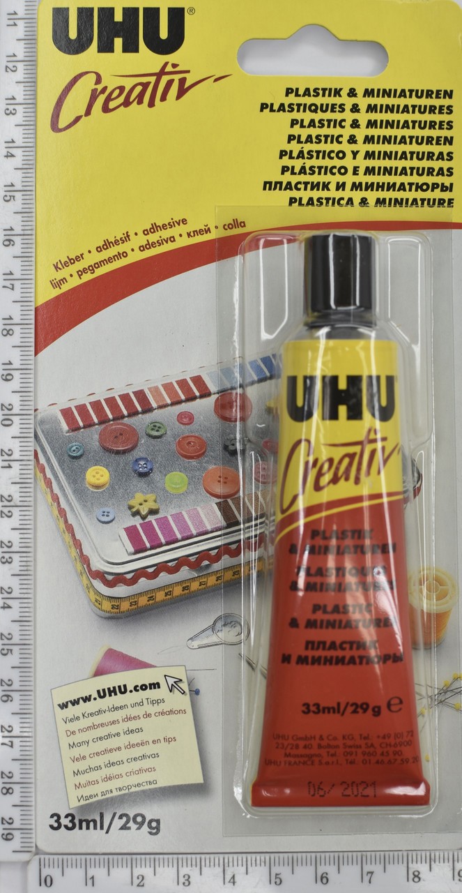 Клей UHU Німеччина "PLASTIK" для пластику і мініатюр 33мл