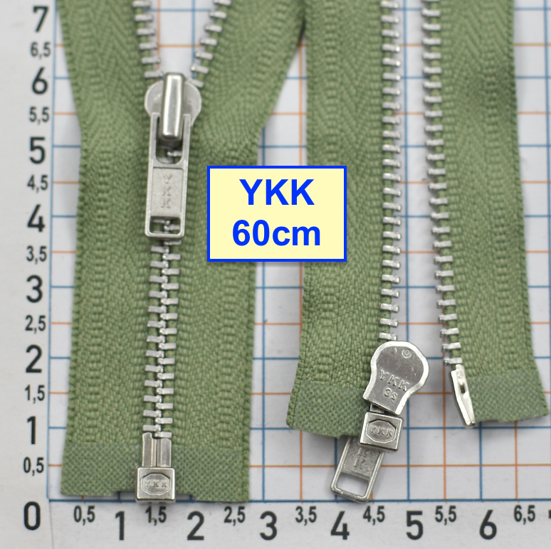 Блискавка 60см метал алюм №3 YKK Японія  спаржев (1021)