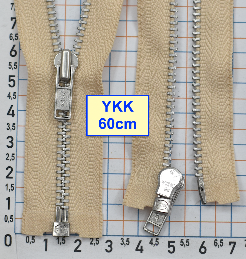 Блискавка 60см метал алюм №3 YKK Японія  св бежево кремов (1022)