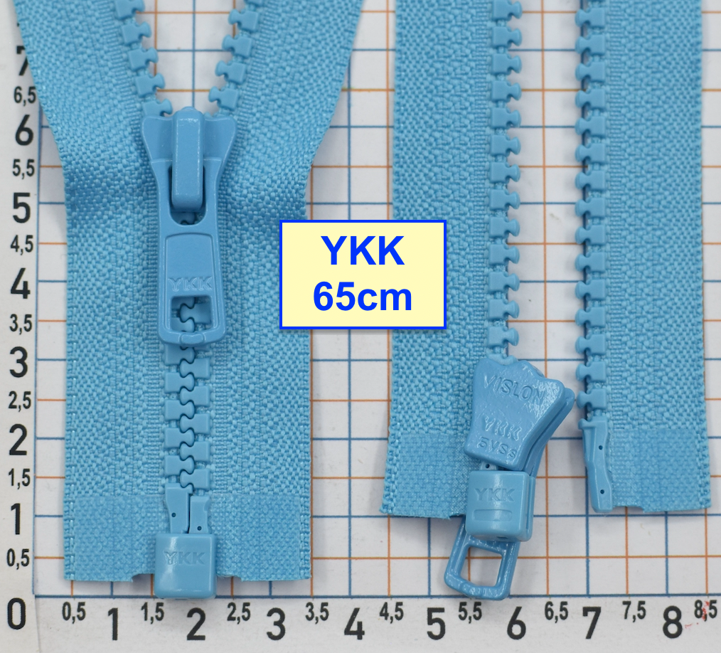 Блискавка трактор № 5 YKK Японія 65см  нас блакитно аквамаринов (401)