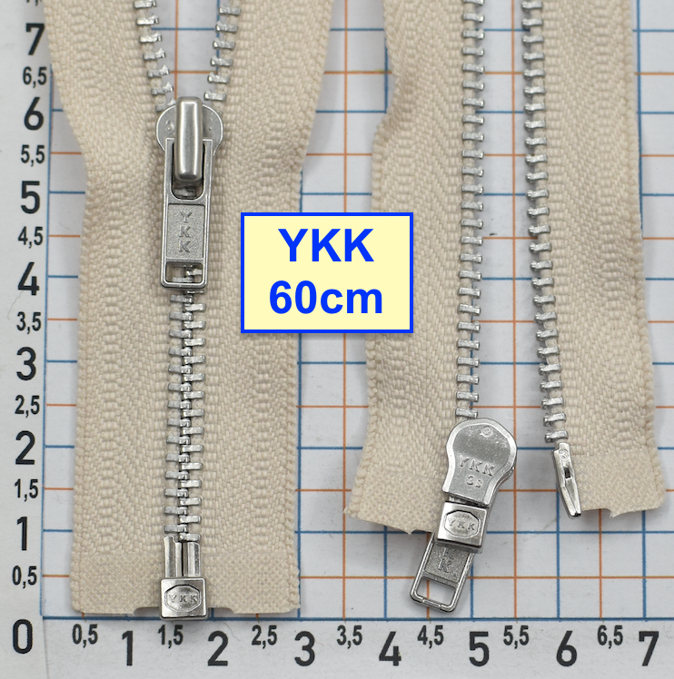 Блискавка 60см метал алюм №3 YKK Японія  блідо бежев коричн (661)
