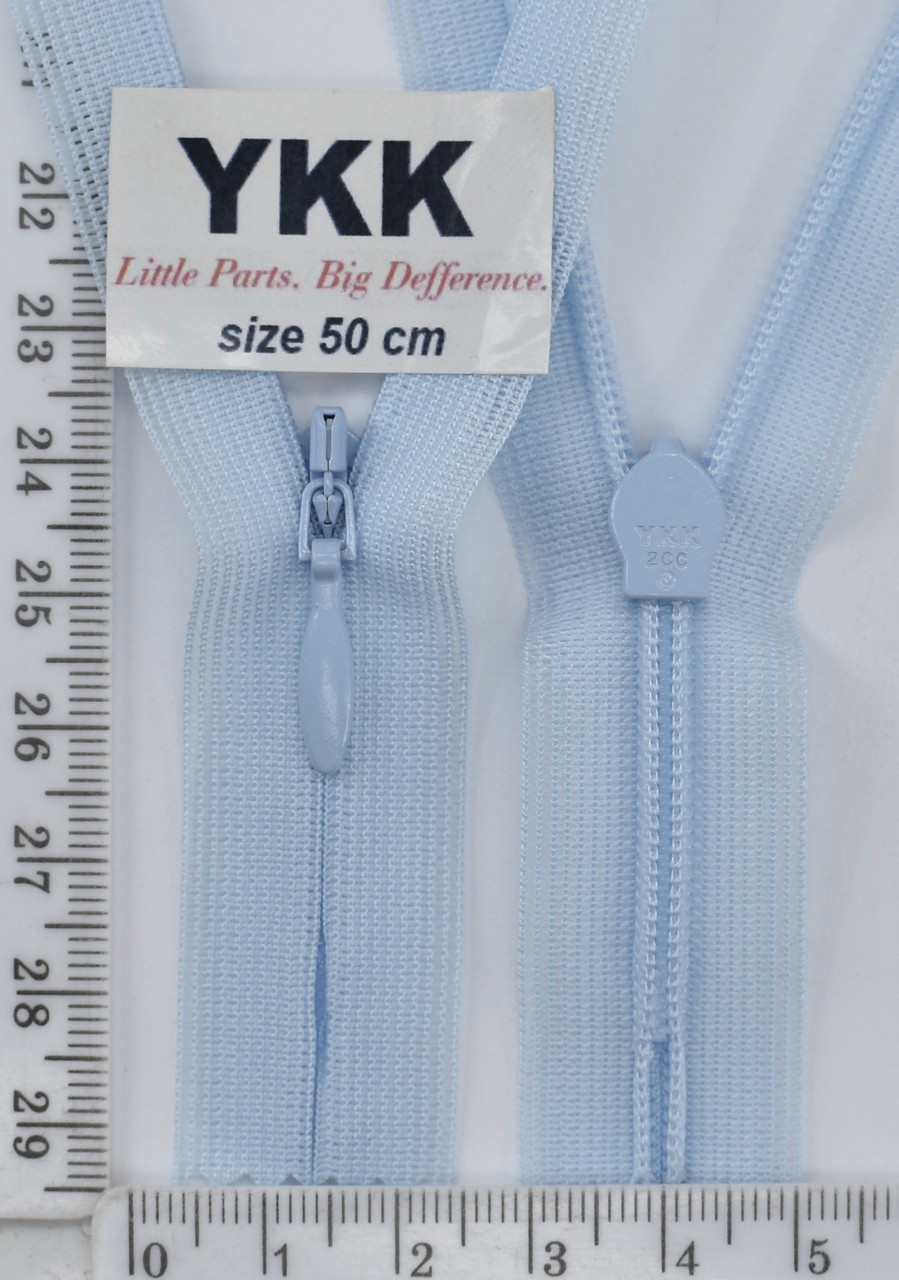 Блискавка спіраль №2 YKK Японія потайна нейлон 50см (542) блакитн