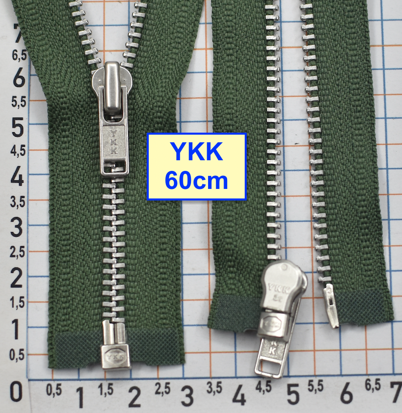 Блискавка 60см метал алюм №3 YKK Японія  темн авокадов (491)