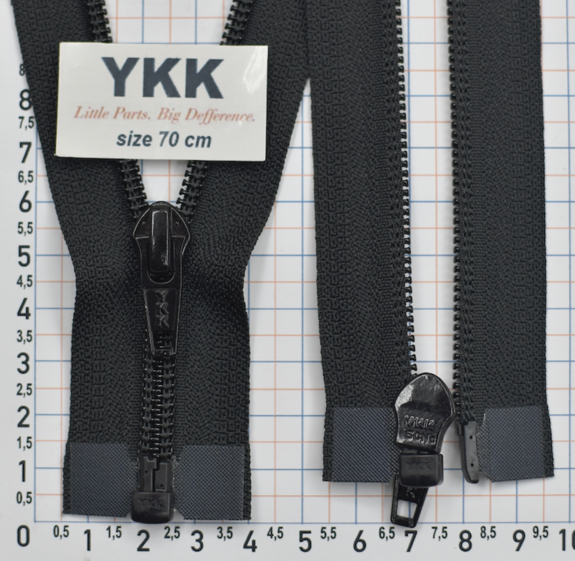 Блискавка спіраль № 5 YKK Японія разьемна 70см чорна