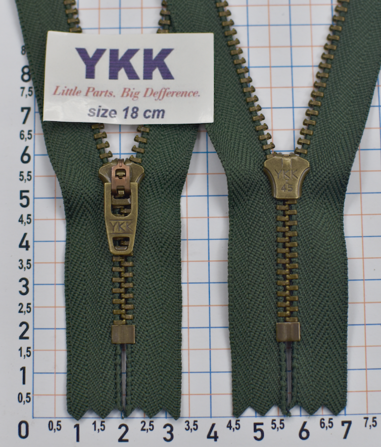 Блискавка метал № 4.5 джинсова антик YKK Японія 18см № 190