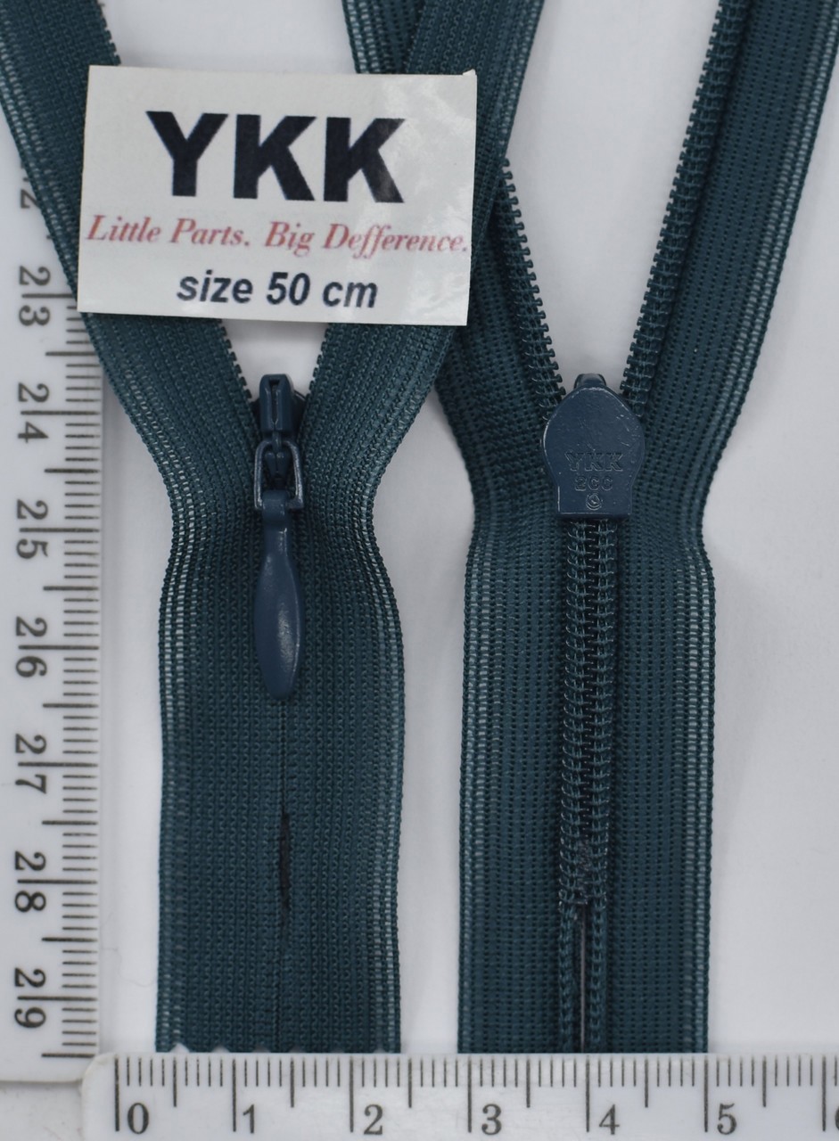 Блискавка спіраль №2 YKK Японія потайна нейлон 50см ( 390) т зел