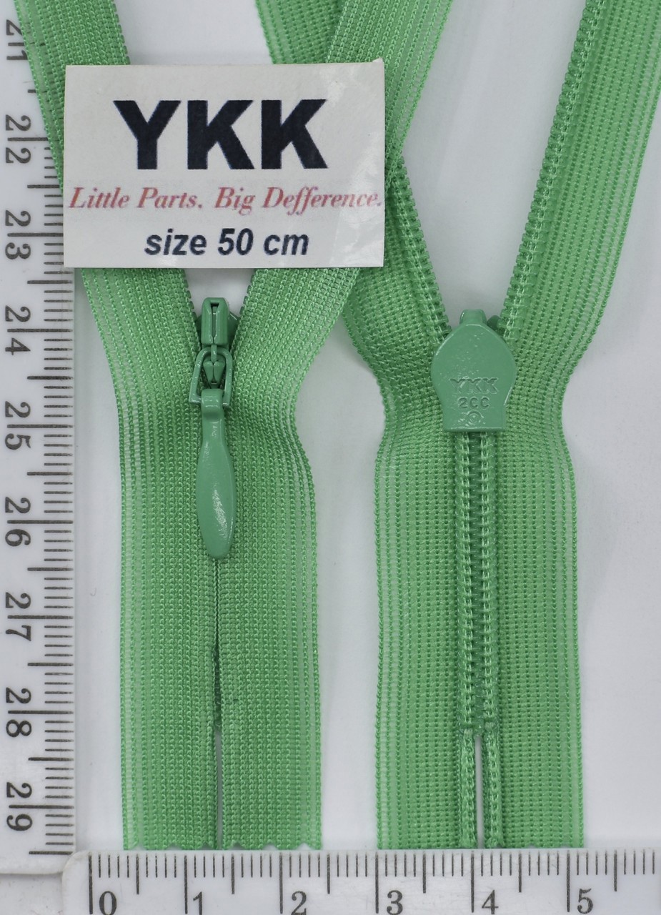 Блискавка спіраль №2 YKK Японія потайна нейлон 50см (538) зел-салат