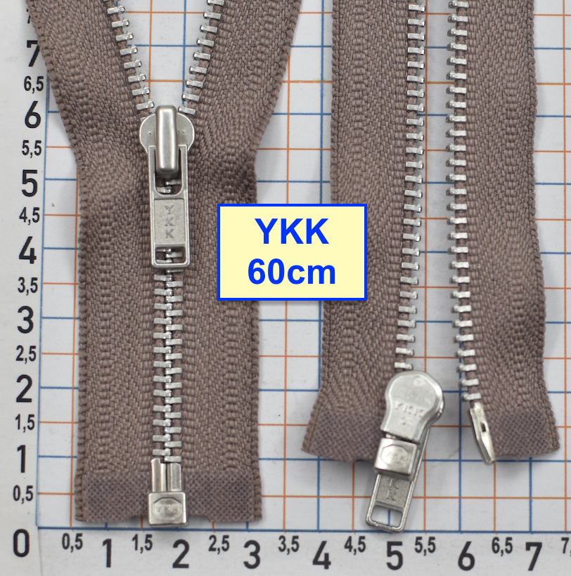 Блискавка 60см метал алюм №3 YKK Японія  блідо фрезов рожев (641)