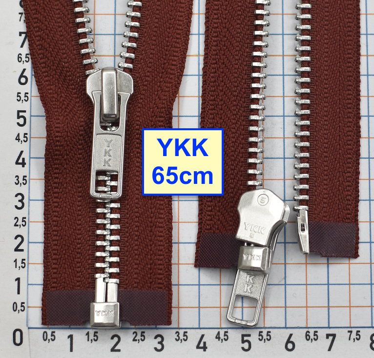 Блискавка 65см метал алюм № 5 YKK Японія  коричнево бордов (157)