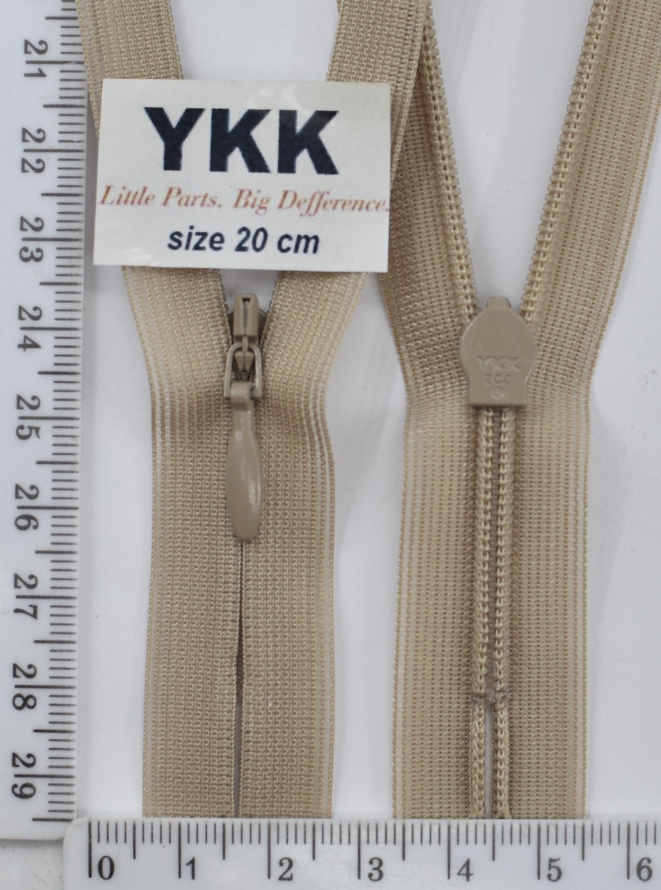 Блискавка спіраль №2 YKK Японія потайна нейлон 20см (573) беж