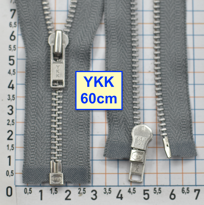 Блискавка 60см метал алюм №3 YKK Японія  світло сір (567)