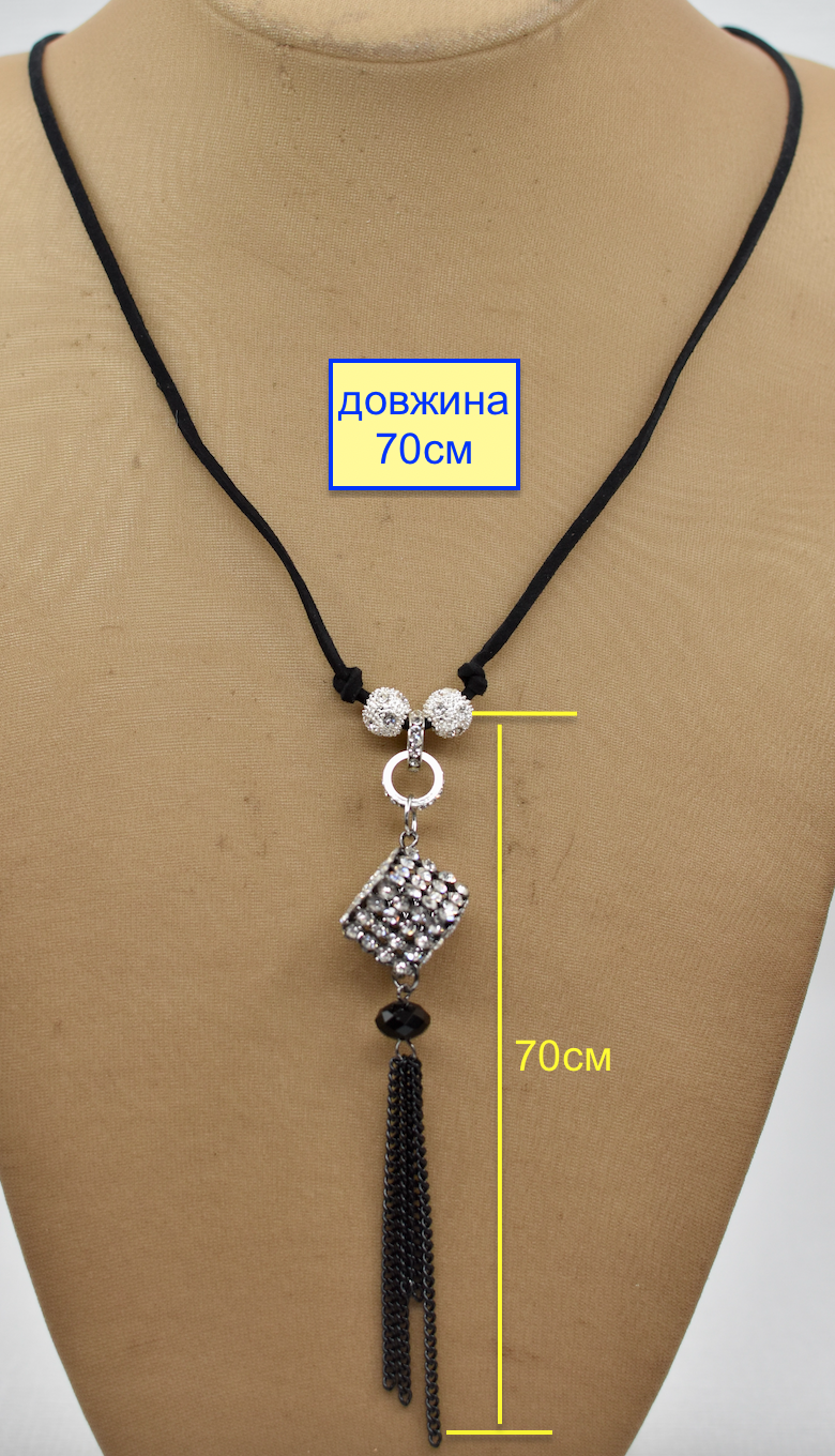 Замшевий сотуар на карабине з гранованой намистиною  аналог Swarovski чорний (1)