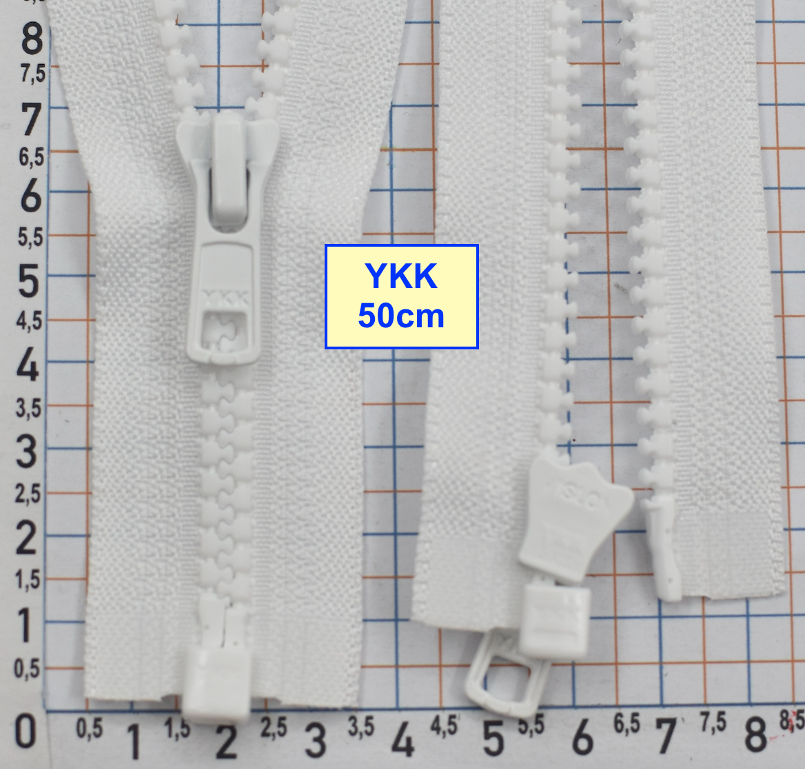 Блискавка трактор № 5 YKK Японія 50см  білий (2)