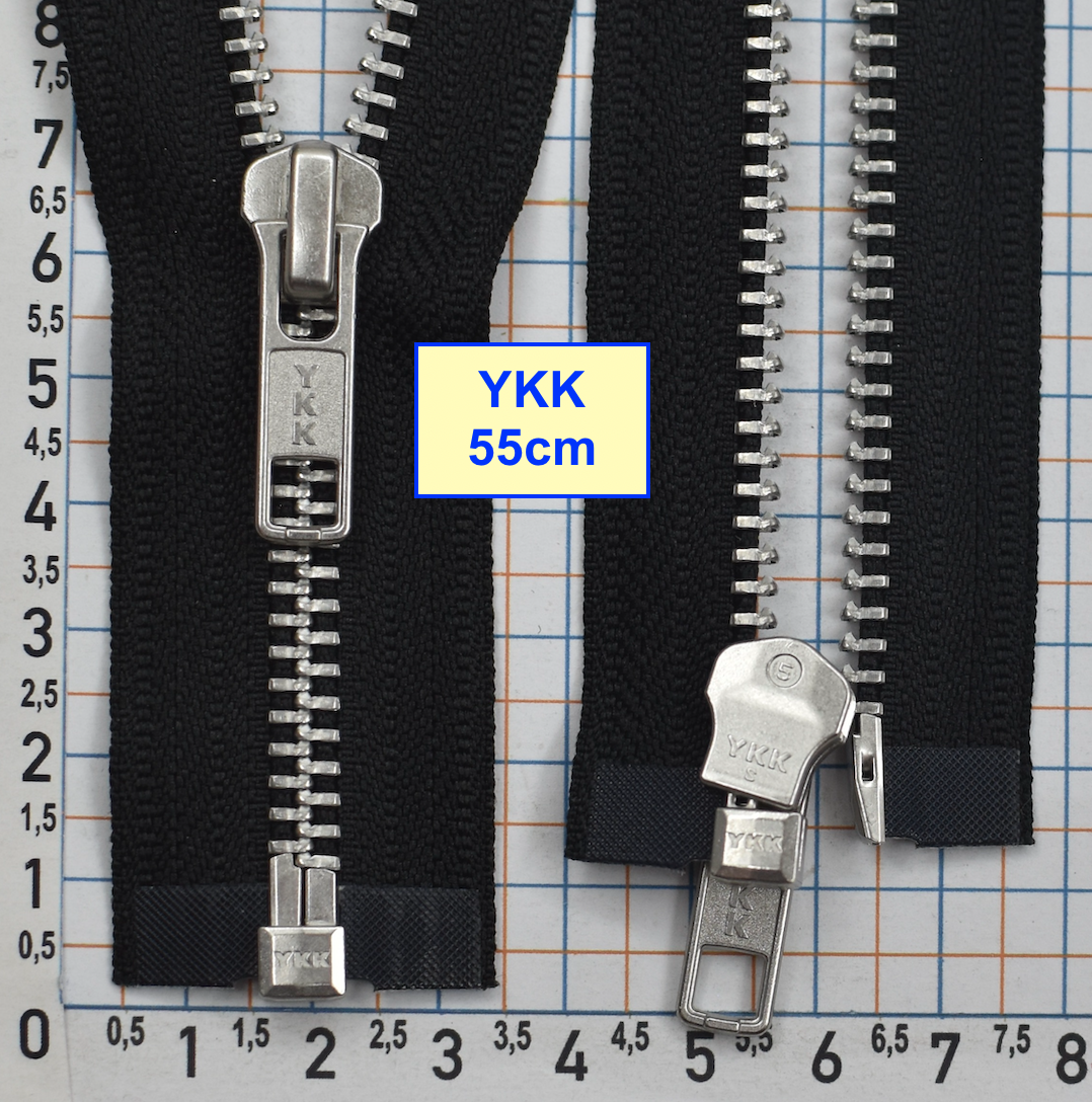 Блискавка 55см метал алюм № 5 YKK Японія  чорний (1)