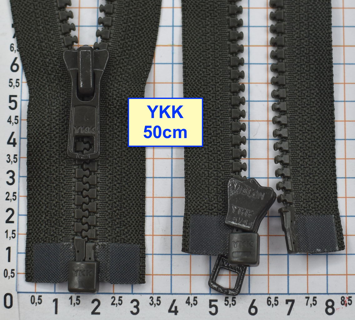 Блискавка трактор № 5 YKK Японія 50см  темн хакі (760)
