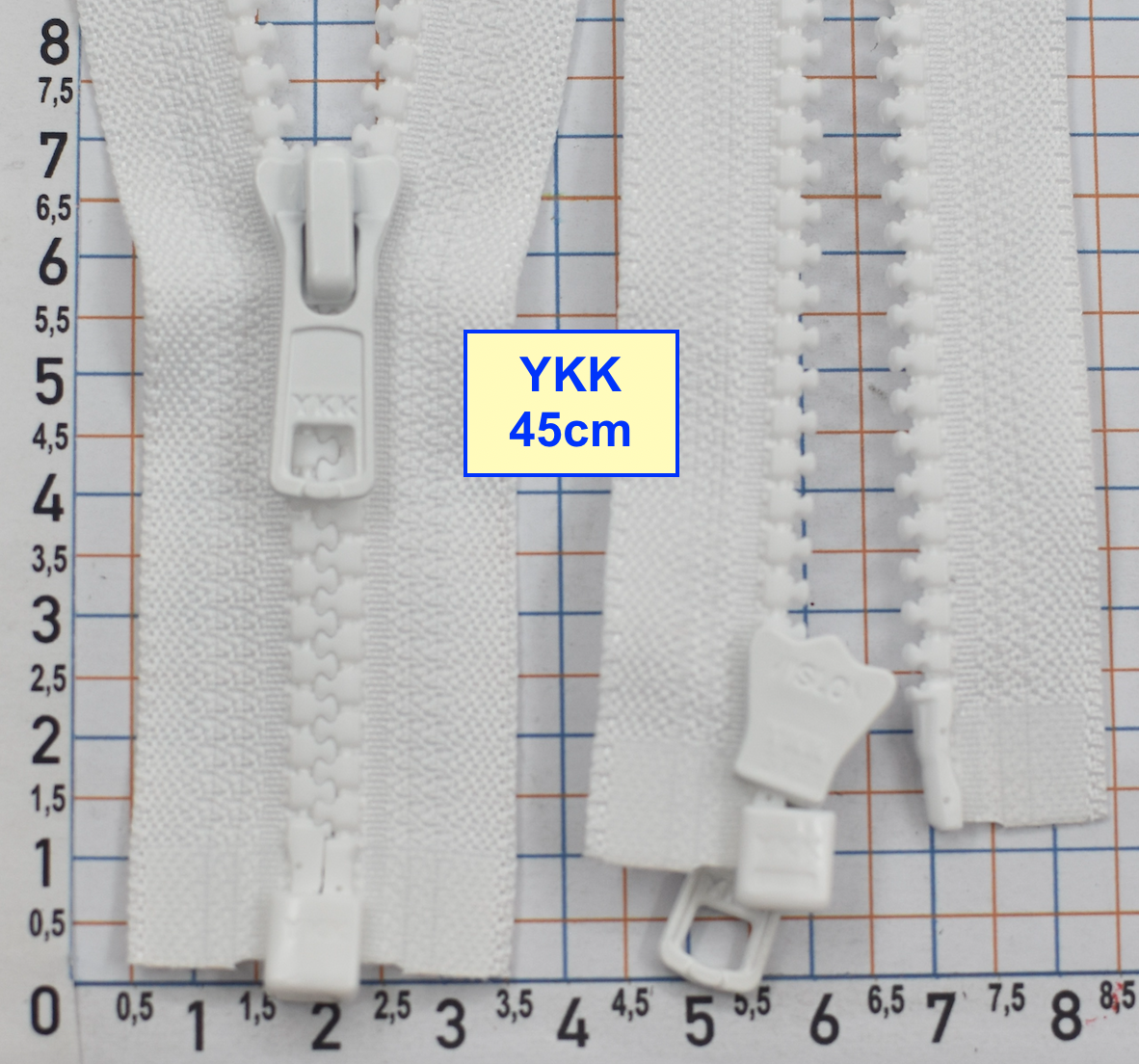 Блискавка трактор № 5 YKK Японія 45см  білий (2)