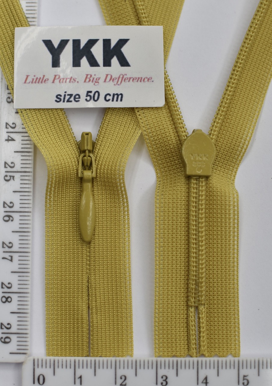 Блискавка спіраль №2 YKK Японія потайна нейлон 50см (509) гірчиця
