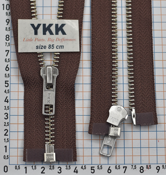Блискавка  80см метал преміум №5 YKK Японія коричн