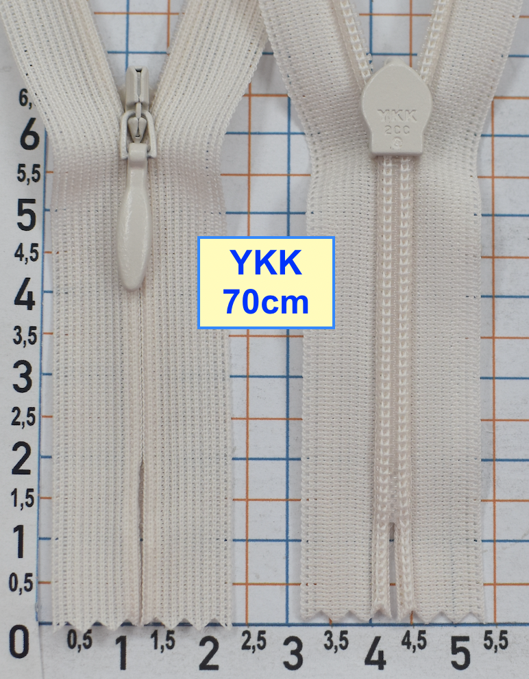 Блискавка 70см спіраль №2 YKK Японія потайна нейлон  св бежево кремов (1022)