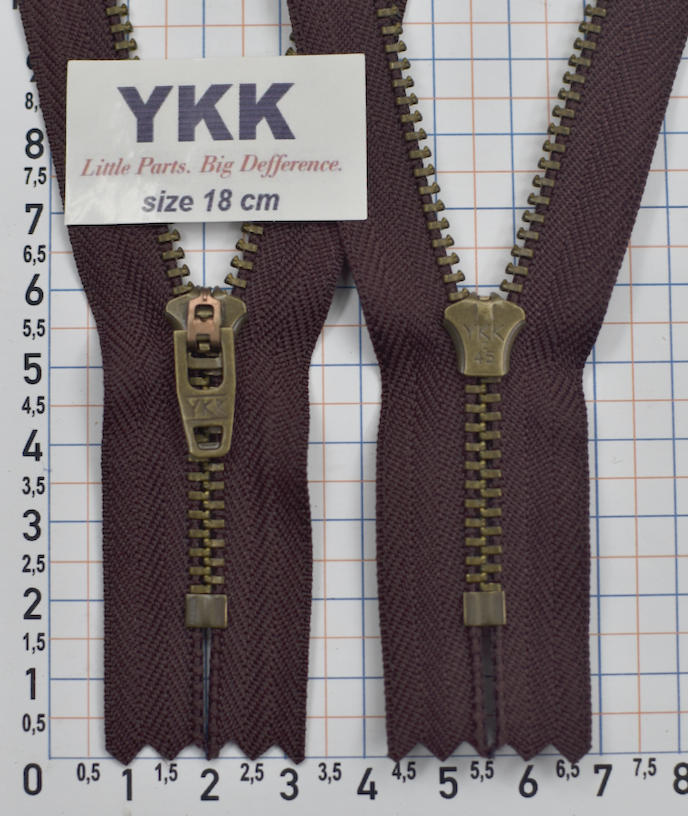 Блискавка метал № 4.5 джинсова антик YKK Японія 18см №864