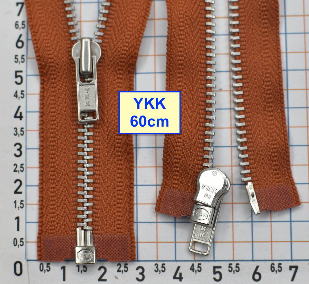 Блискавка 60см метал алюм №3 YKK Японія  темн мокко оранж (958)