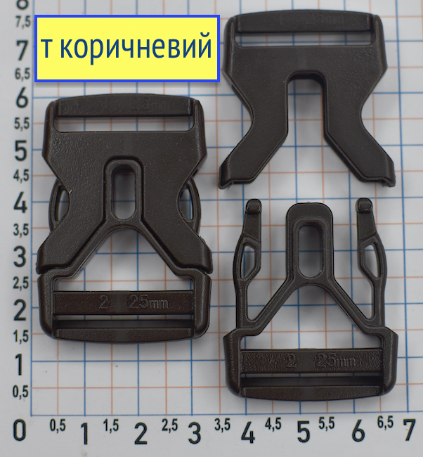Карабін фастекс пластм під тасьму шир 2.5см коричн