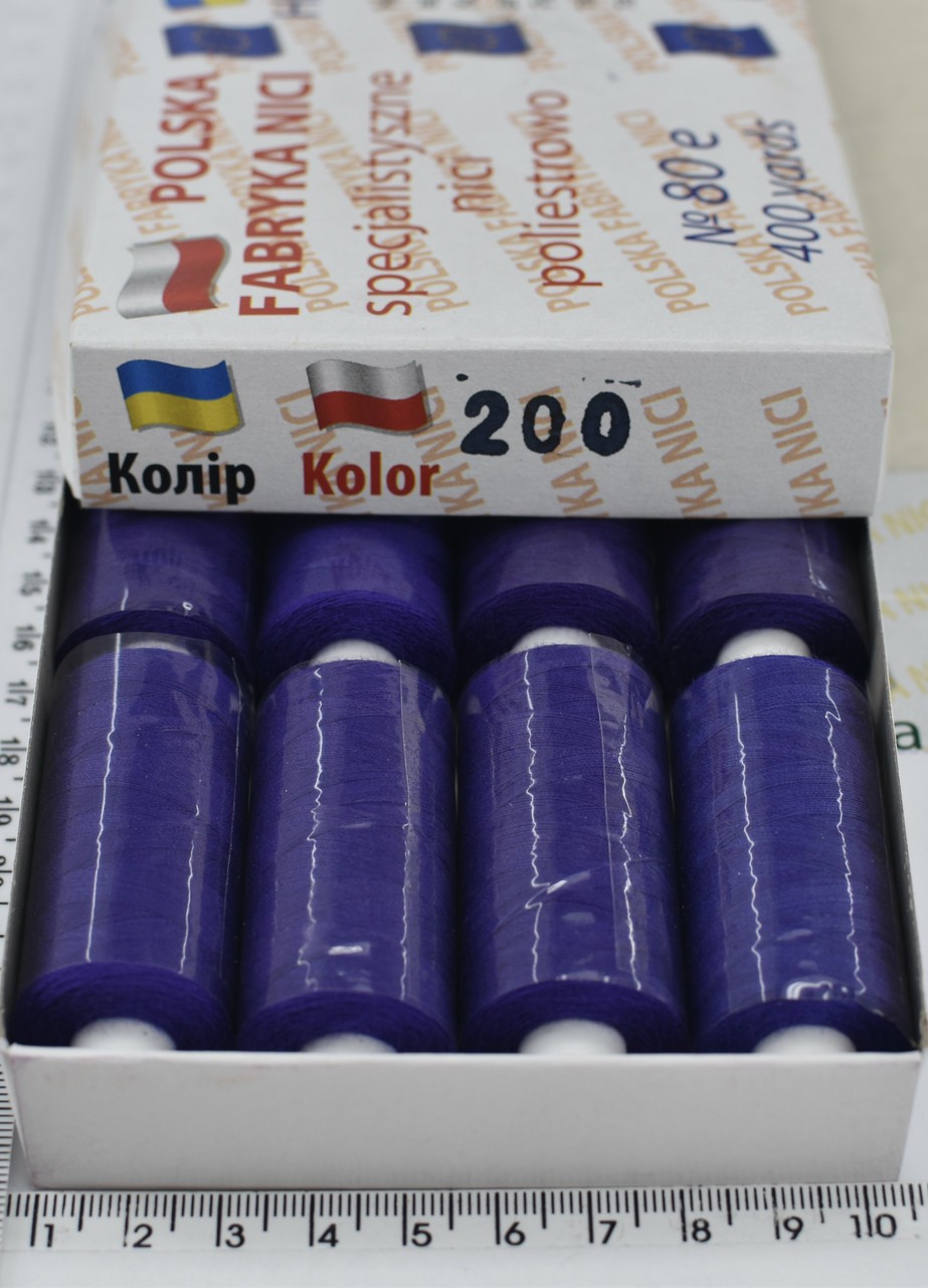 Нитка поліестер армовані №80 (аналог №40 / 2) 400ярд Польща №200