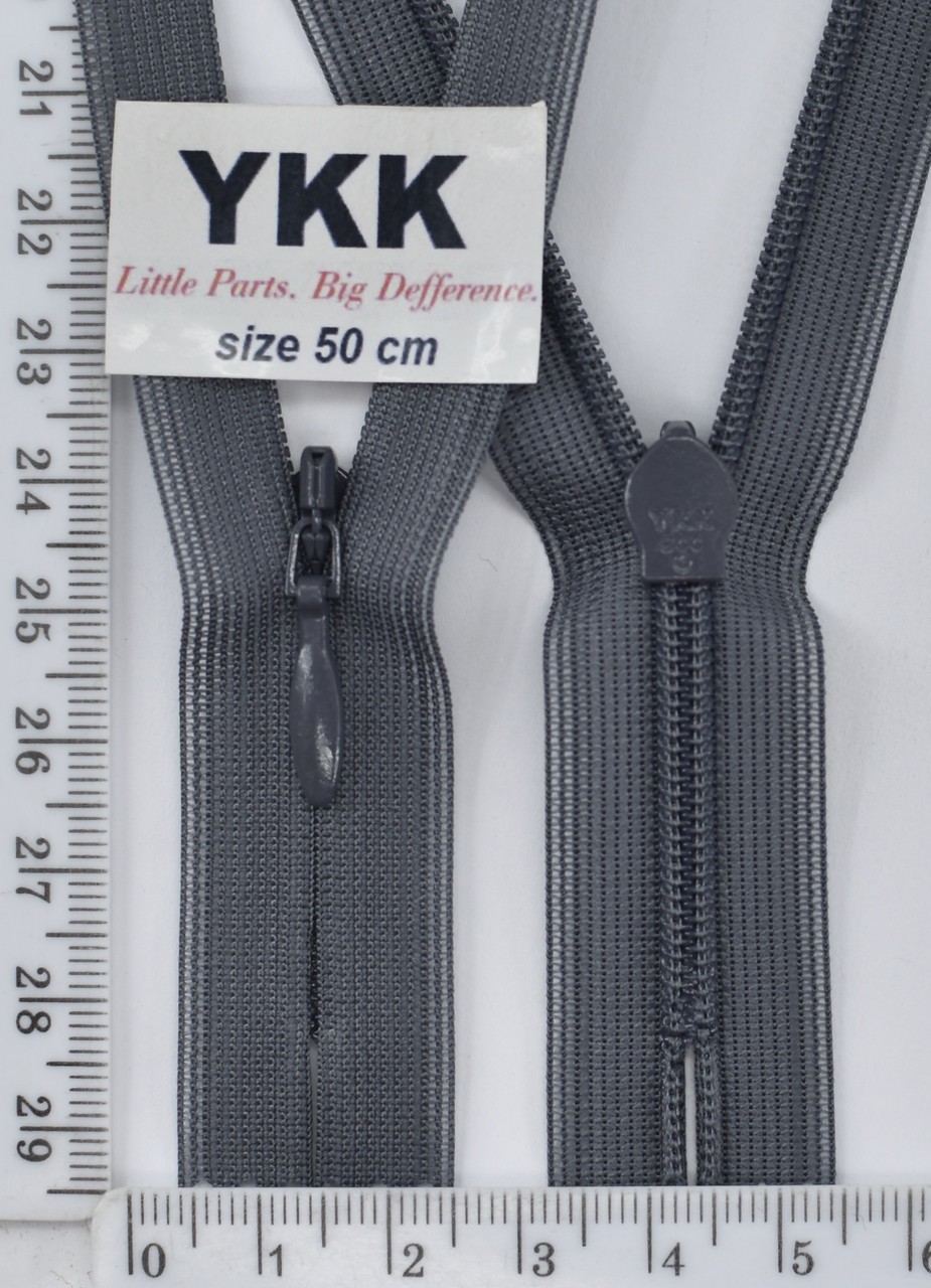 Блискавка спіраль №2 YKK Японія потайна нейлон 50см (155) т сірий