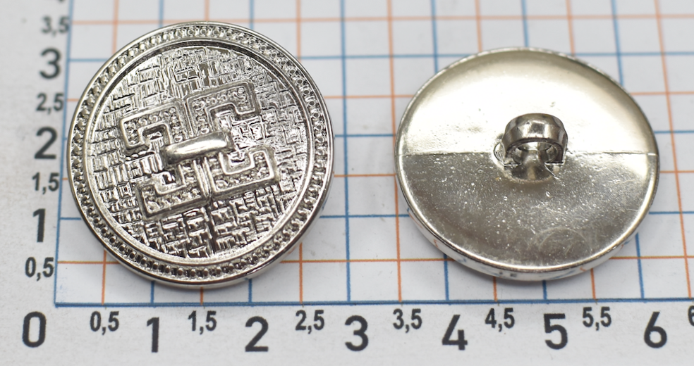 Гудзик на ніжці ф 28мм нікель срібло