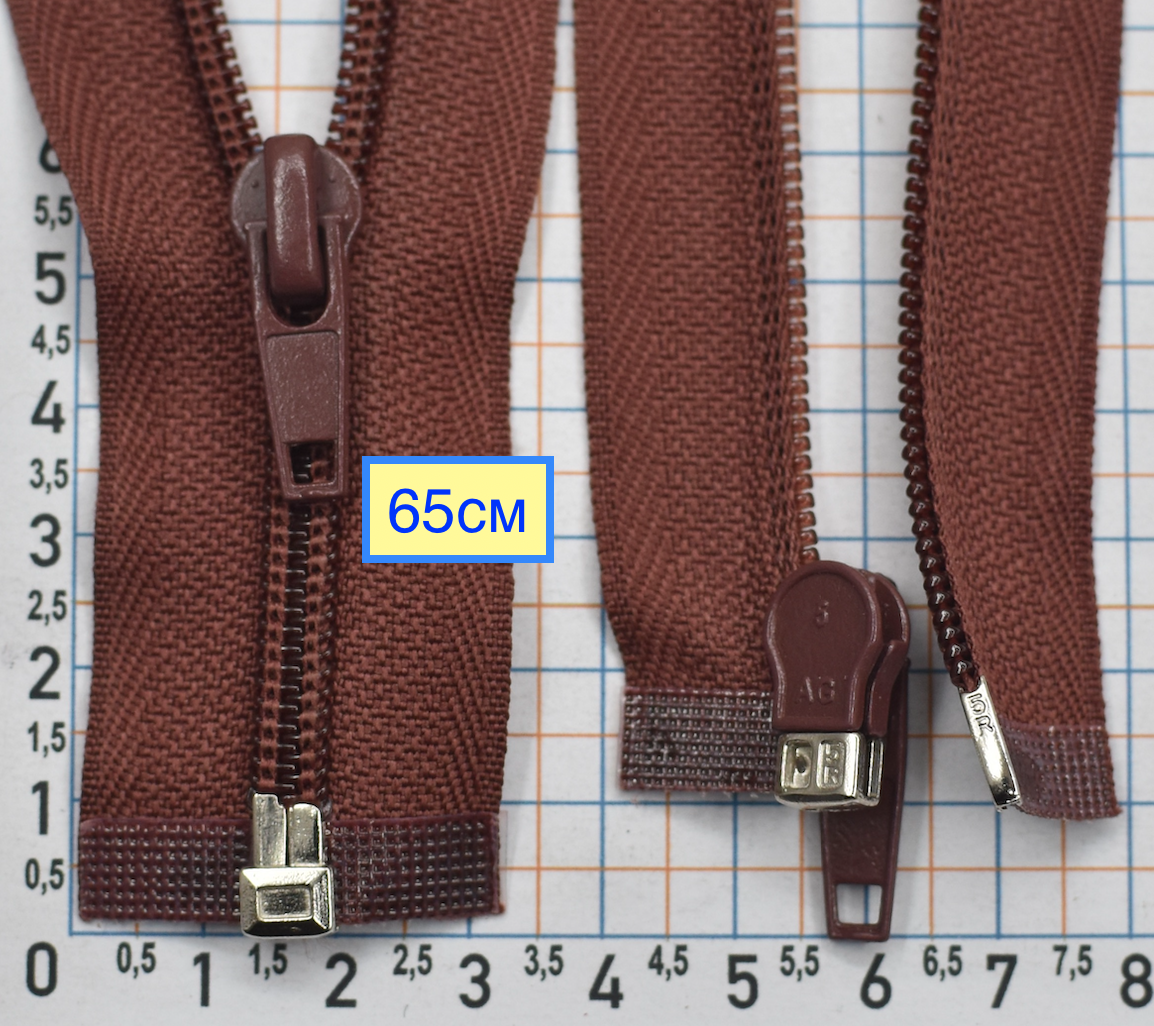 Блискавка 65см спіральна №7 разьемна коричнева