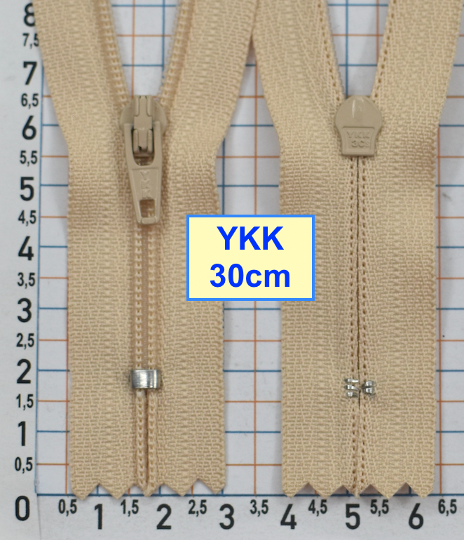 Блискавка 30см спіднично-брючна №3 YKK Японія св бежево кремов (1022)